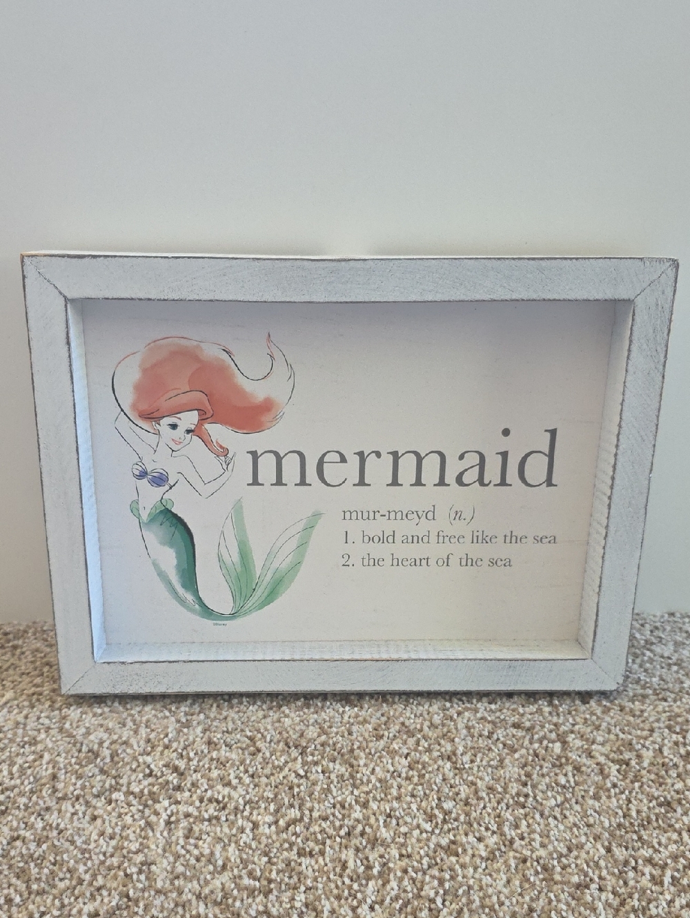 Mermaid Wall Art Sign with Watercolor Mermaid - NWT